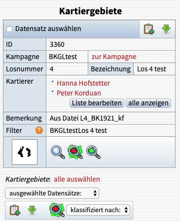 Ergebnisanzeige Kartiergebiet